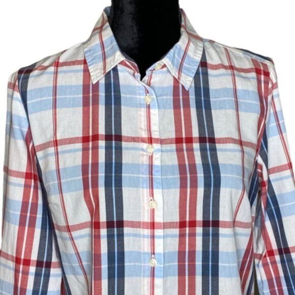 Tommy Hilfiger Womens Classic Fit Plaid Button-Up Shirt Long Sleeve Collared M - Picture 2 of 15